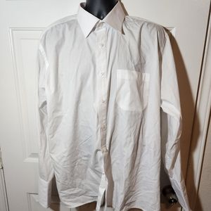 Assante Men Tops Dress Shirts Size 17.5 White Cotton button down